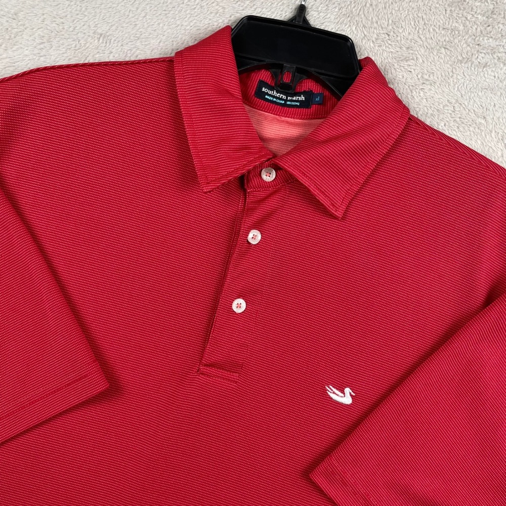 Southern Marsh Polo Shirt Mens XL Red Logo Short Sleeve Performance Golf Stretch